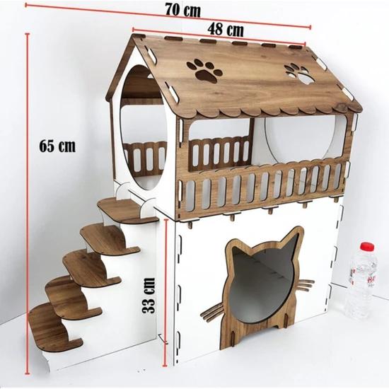 

Деревянный кошачий домик 2 этажа + подушка