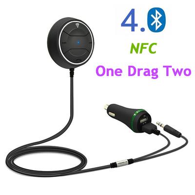 Car Bluetooth Hands Free Bluetooth 4.0 Car Receiver Adapter with NFC Function + 3.5mm Audio Cable AUX Bluetooth Receiver Car Kit