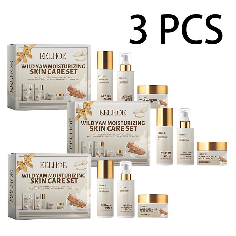 EELHOE Wild Yam Moisturizing Skin Care Set Hydrating Skin Care Cream Lotion Refreshing Non-Greasy