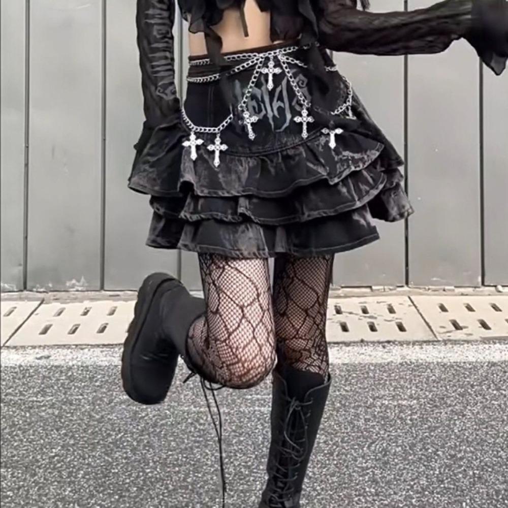 Elegant Cross Waist Chain Metal Body Chains Fashion Punk Waist Chain  Unisex