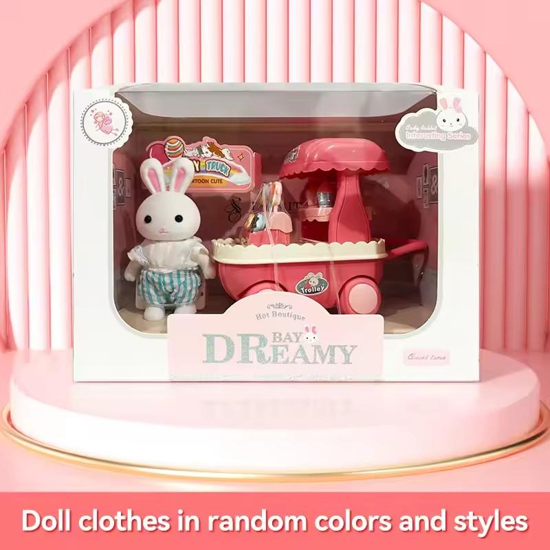 Dollhouse Miniature Furniture Set Rabbit Family Mini Toy House Set Play Game with Diverse Scenes Accessories Birthdays Gifts
