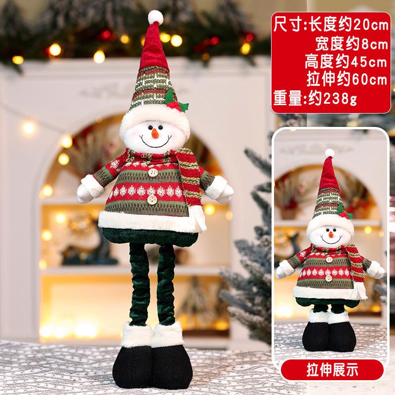 Neue Weihnachten einziehbare Puppenornament Weihnachten gestreifter alter Mann Schneemann Elch Ornament Weihnachtsgeschenk