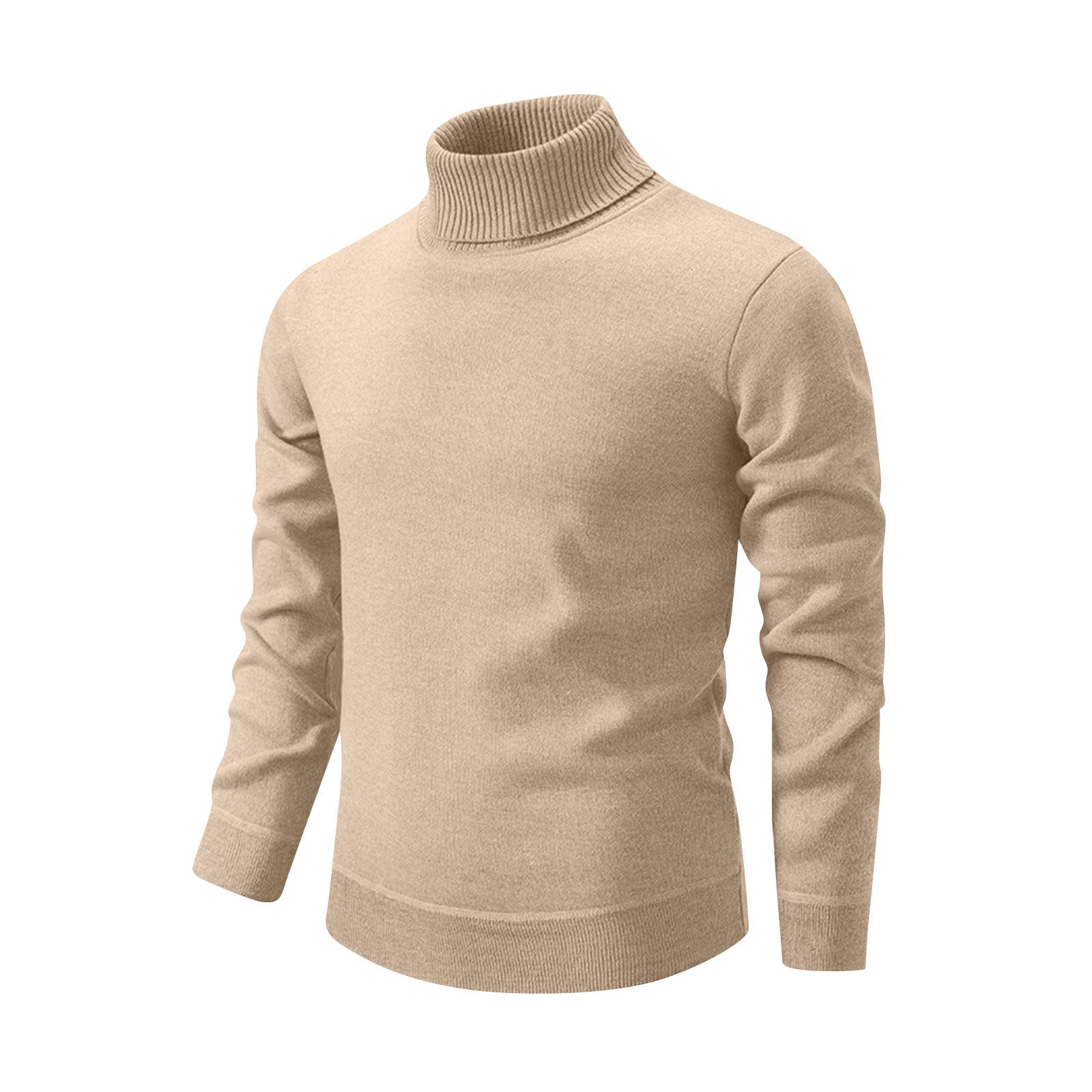 

Мужской однотонный теплый свитер, вязаный свитер с высоким воротником, прилегающий к низу, вязаный свитер с длинным рукавом L хаки