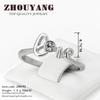 Crystal Love Ring For Women Top Quality Concise Silver Color Austrian Crystals Full Sizes Letter Rings Fashion Jewelry ZYR193