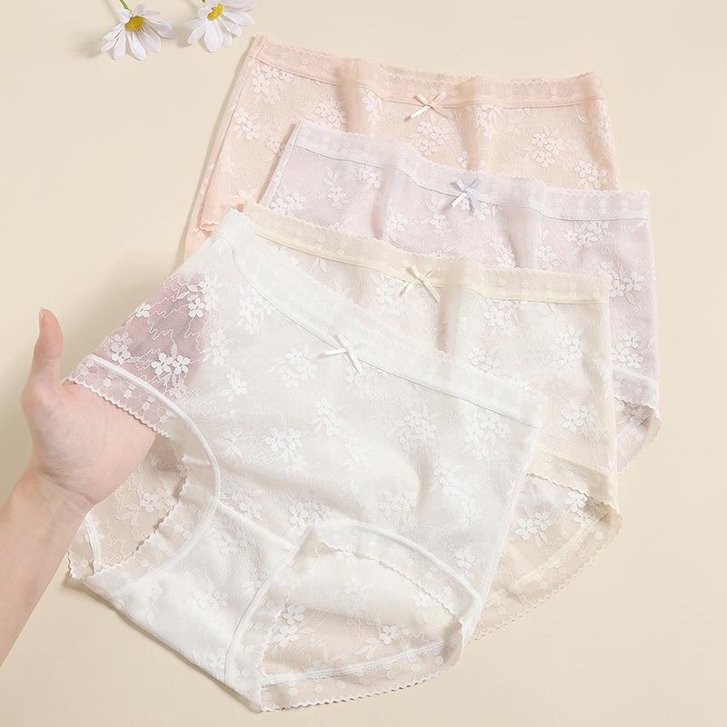 Fenteng 10A Antibacterial 4-Piece Set Sexy Lace Lightweight, Breathable, Comfortable, Mid To High Waist and Abdominal Tightening Women's Underwear