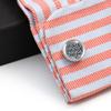 Blue Striped Round Silver Cufflinks for Men - New Arrival