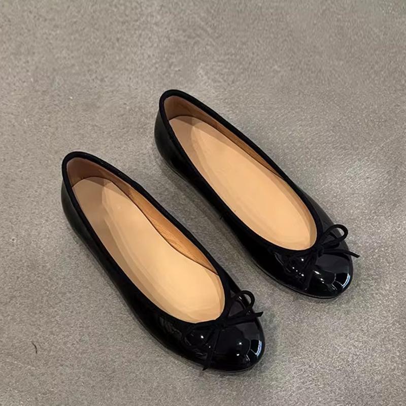 

Spot~ с юбкой круглая голова плоская подошва балетки французский бант 2025 осень новые супер мелкие одинарные туфли женские 34 чёрный