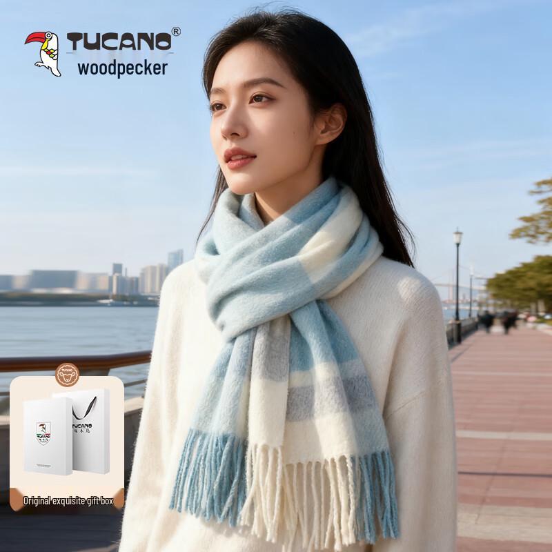 

TUCANO Women s 100% Pure Wool Plaid Winter Scarf