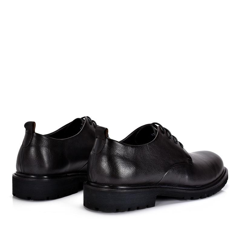 British Retro Men's Handmade Leather Shoes with Distressed Big Toe Cap and Thick Sole