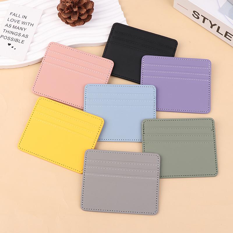 Mini Ultra-Thin Leather Wallet 4 Slots Cardholder Slim Bank Credit Card Holder Men'S Business Small Id Case For Women Purse
