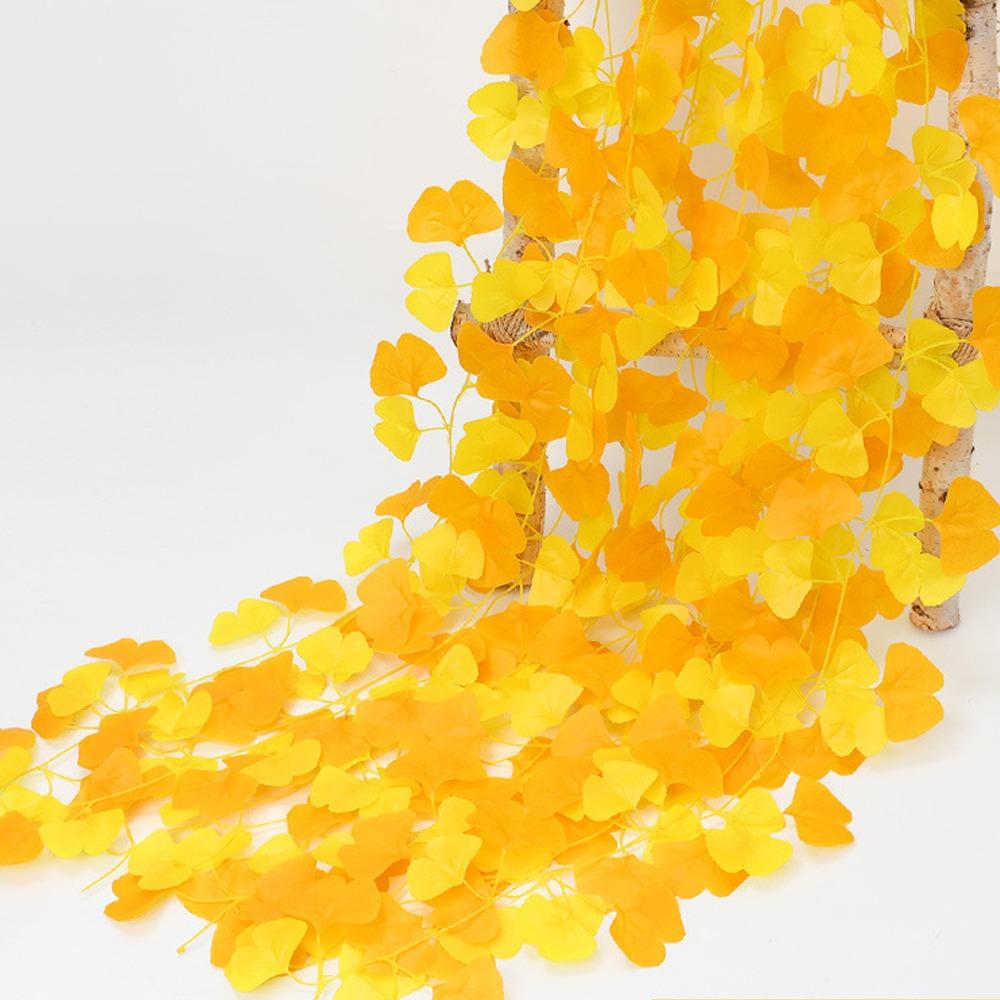 Waterproof Autumn Ginkgo Leaves Handmade Fake Ginkgo Vine Simulation Plant Vine  Home Decor