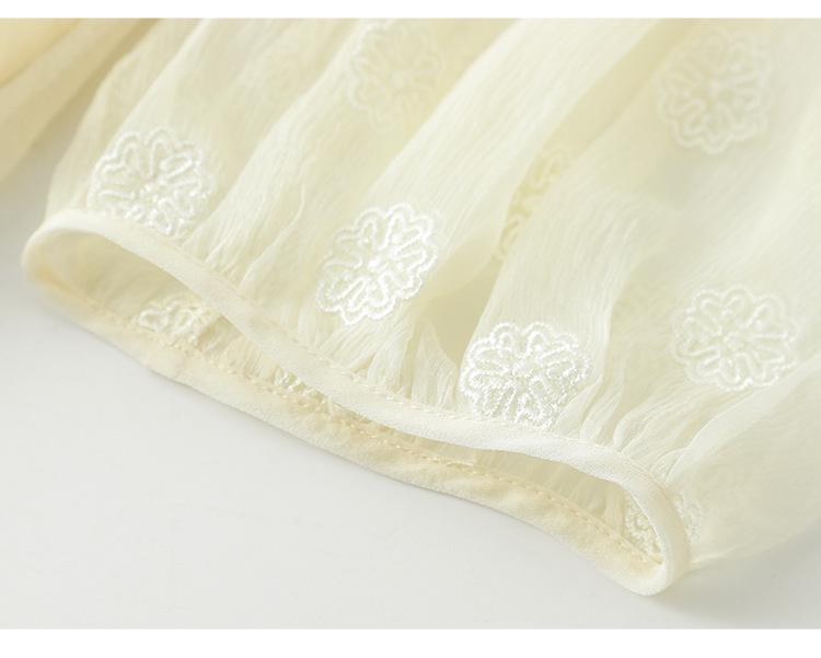 Women's Summer 2025 Slim Waist Embroidered Mulberry Silk Dress - Mid-Sleeve, Plus Size