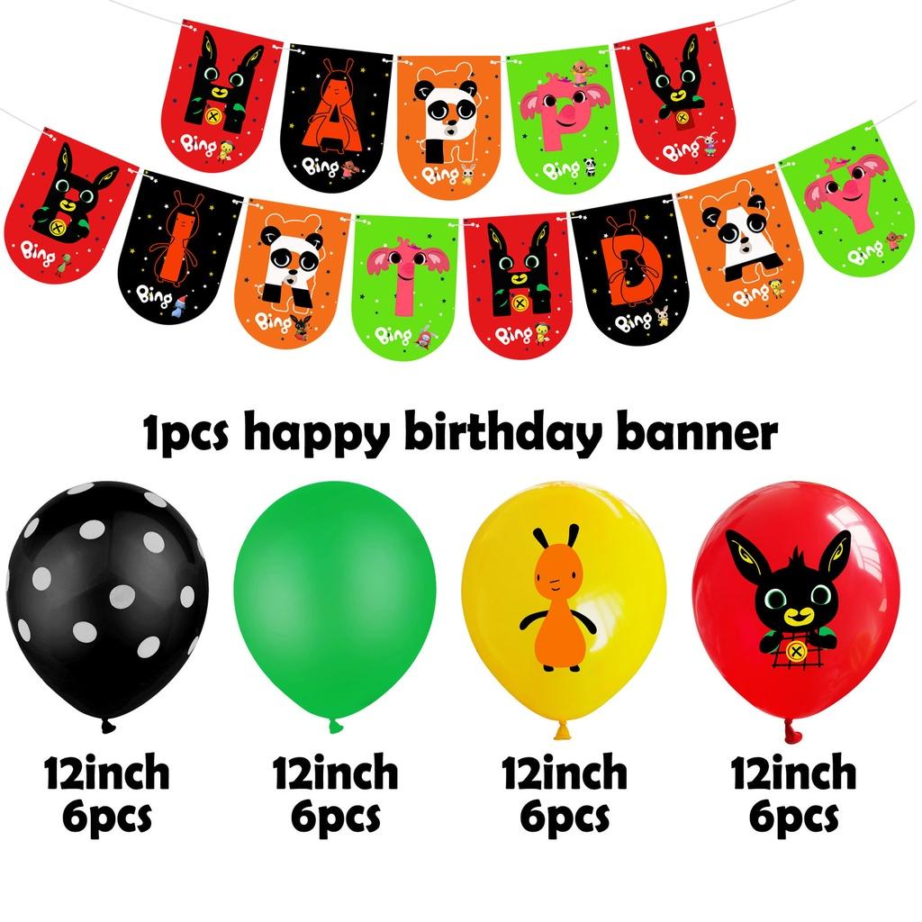 Bing Kids Bunny Birthday Party Supplies Decor Balloon Banner Cupcake Prop Topper