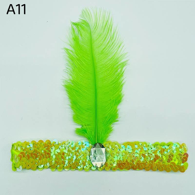 1Pcs Colorful Feather Sequin Gem Headpiece Aesthetic Flapper Headband For 1920S Party Costume Accessory Dress Up