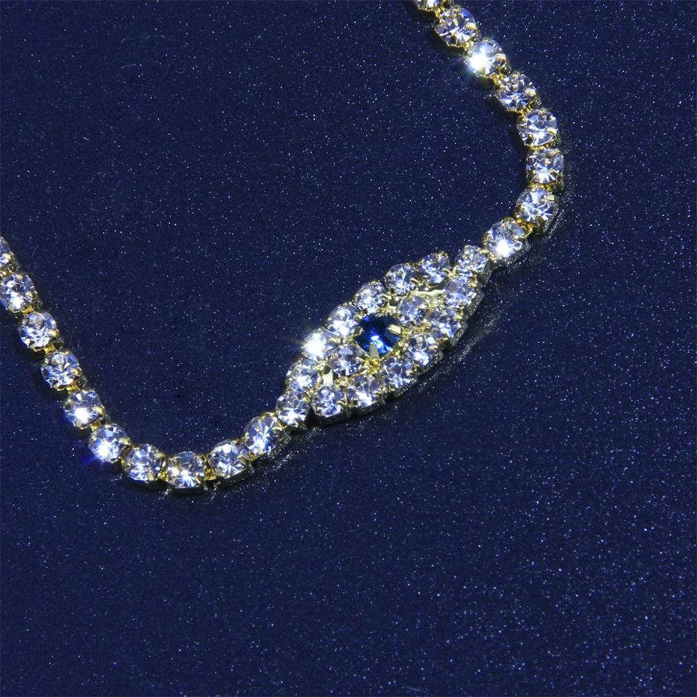 Stonefans Wvil Blue Evil Eye Anklet for Women String Boho Tennis Charm Rhinestone Ankle Bracelets Bulk Wholesale Gold Gift
