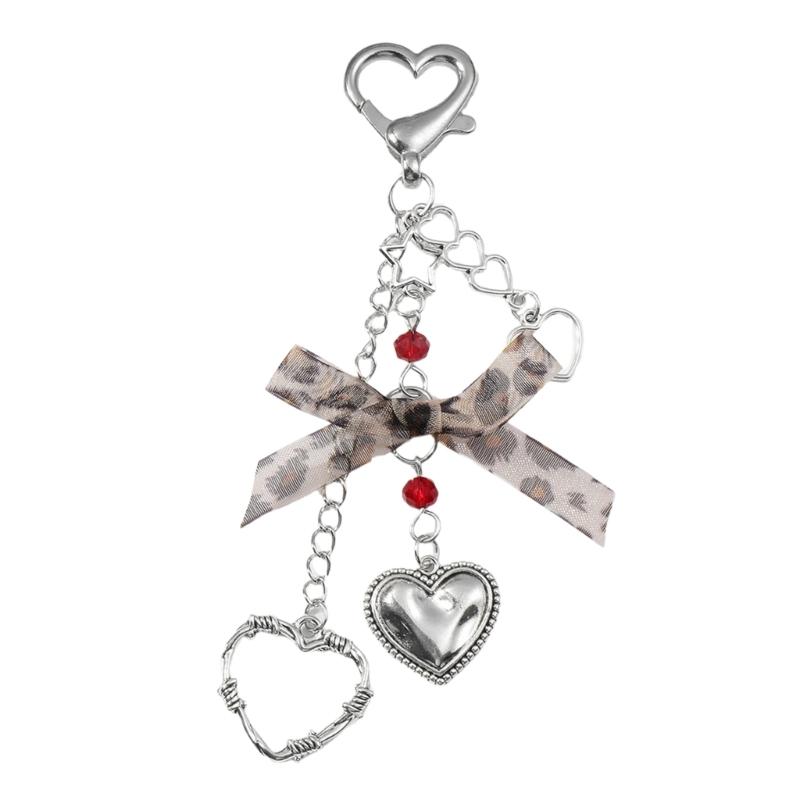 Butterfly Bowknot Star Heart Pendant Keychain Fashion Colorful Beaded Keyring Accessories Stylish Bag Charm Accessory 1