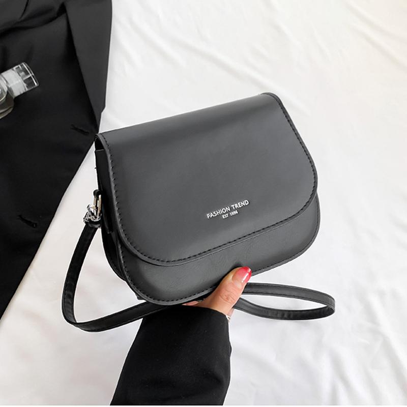 

Модна модна сумка через плече. Повсякденна жіноча дівчина. Шкіра PU. Сумочка на сідлі. Однотонні сумки. 19*7*13.5cm чорний