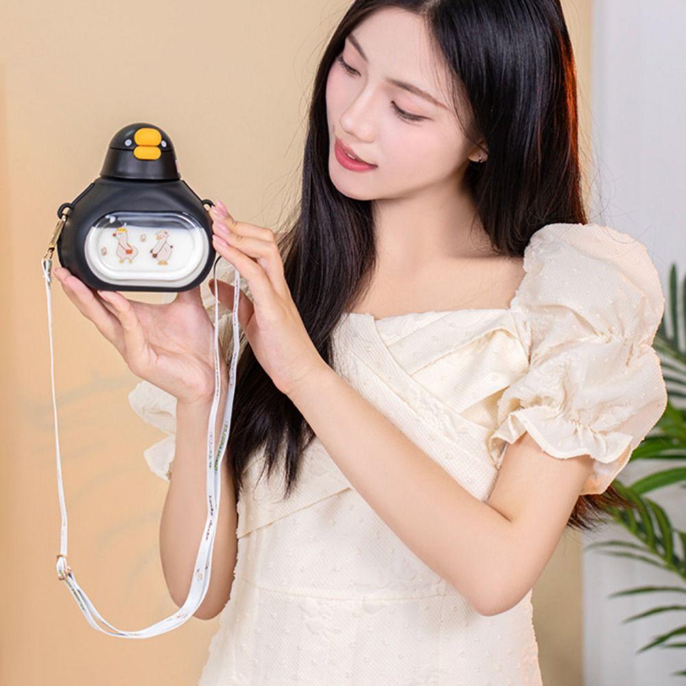 Duck Shape Cute Duck Bottle with Straw Large-Capacity Big Belly Cup Big Belly Water Bottle  Cycling