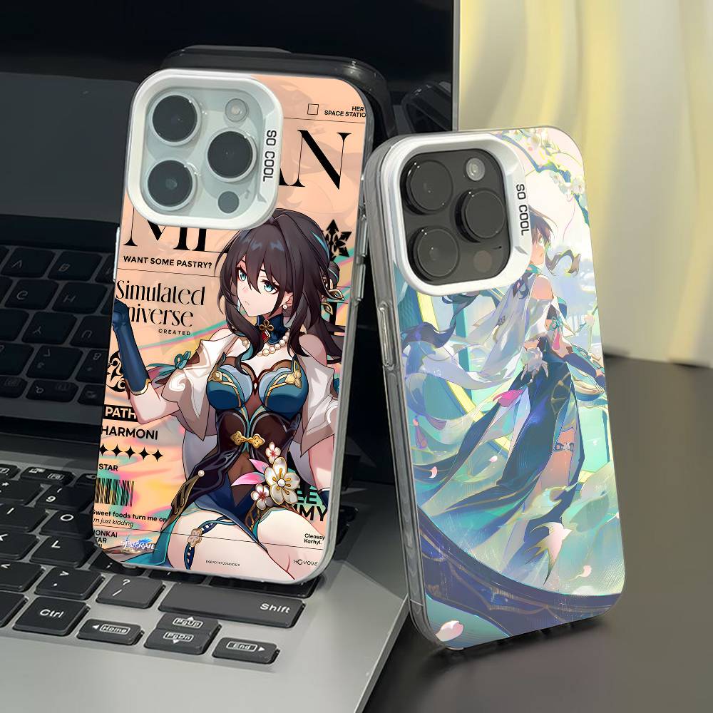 Honkai Star Rail Ruan Mei Handyhülle für iPhone 17 17Air 16 15 14 13 12 11 Pro Max Plus Bunt Silber