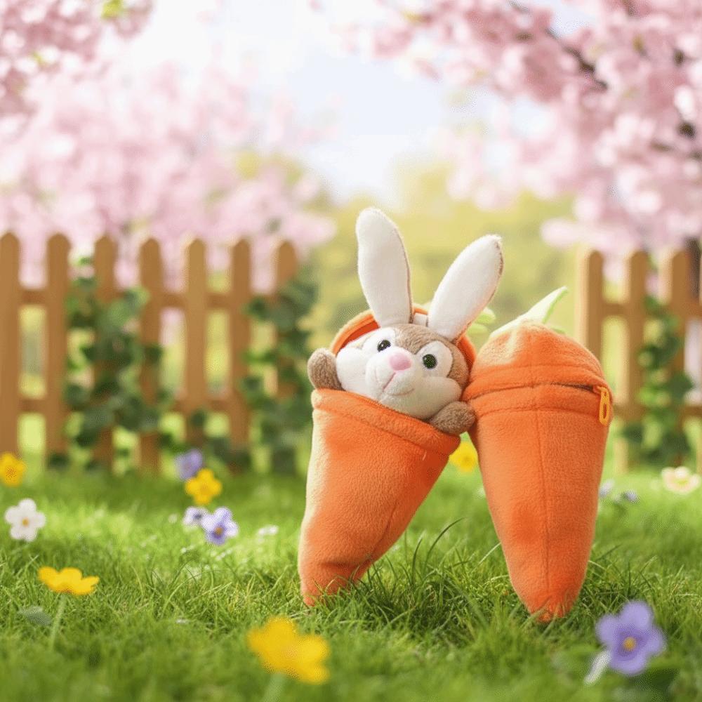 Plush Animal Plush Toy with Zipper Pouch Bag Pendant New Carrot Keychain Gift for Kids Adults
