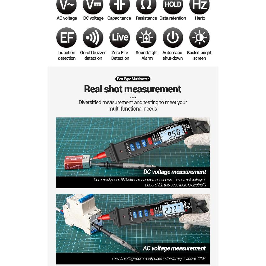 ANENG Digital Multimeter Pen Type Kit AC/DC Voltage Induction Zero Fire Neon Bulb Indicator High Precision Electrician Tools