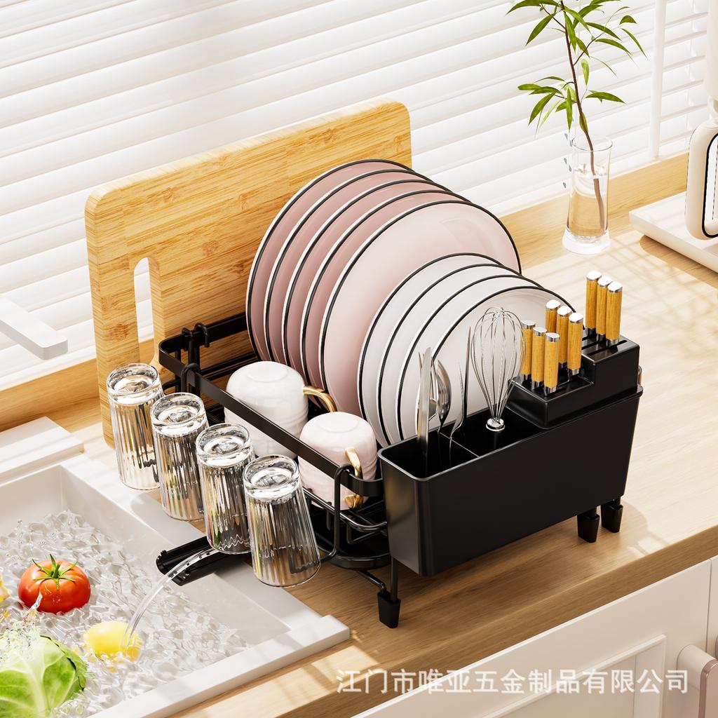 Kitchen Bowl Rack Household Retractable Countertop Drain Bowl Rack Multifunctional Pumping Dish Storage Rack