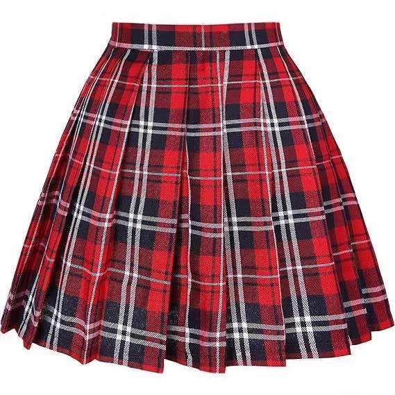 2026 Women s High-Waisted Pleated Mini Tennis Skirt - Casual Basic Style for Cheerleading L красный