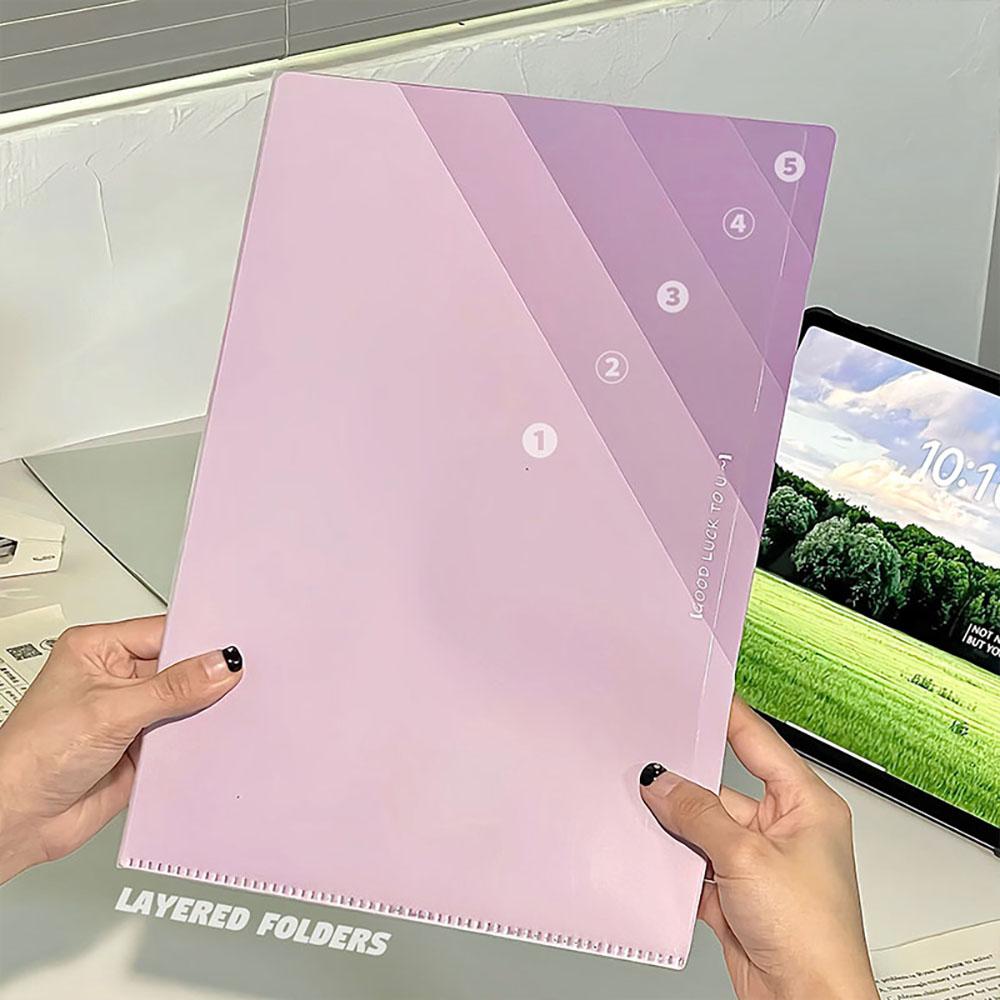 

Page folder thickened gradient L-shaped vertical student test paper folder storage book large capacity фіолетовий