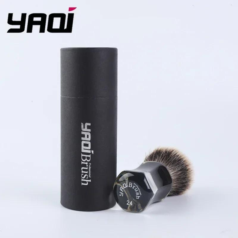YAQI 24mm Two Band Badger Hair Clear Handle Beard Brush Men Wet Shaving Brush