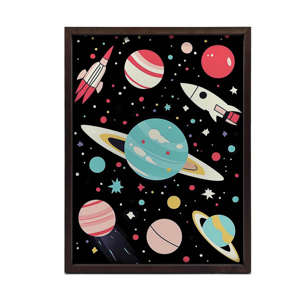 Plakat Kosmiczna Podróż Plakat Kosmiczna Podróż, 40X50 Cm, Rama Aluminiowa Czarna, Papier Matowy 230 Gsm