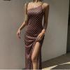 Retro Oblique One-shoulder Suspender Dress, European and American New Sexy Polka Dot Island Vacation Pure Desire Dress
