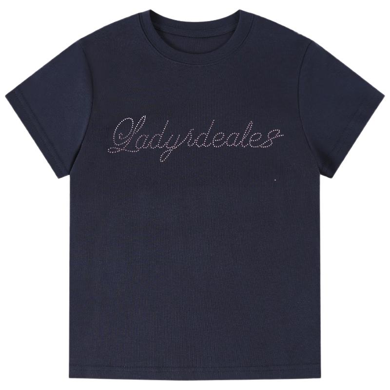 LADY IDEAL Women s Rhinestone Short-Sleeve Slim Fit Top M