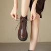 New washed shrinkage soft leather round head side zipper British style short boots lace-up thick-soled Martin boots fashion short boots women