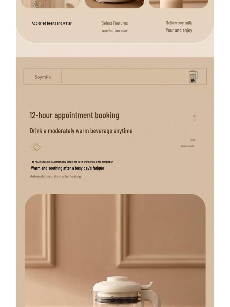 OSTMARS Fully Automatic Mini Soybean Milk Maker: Multifunctional, No Cooking or Filtering Required.