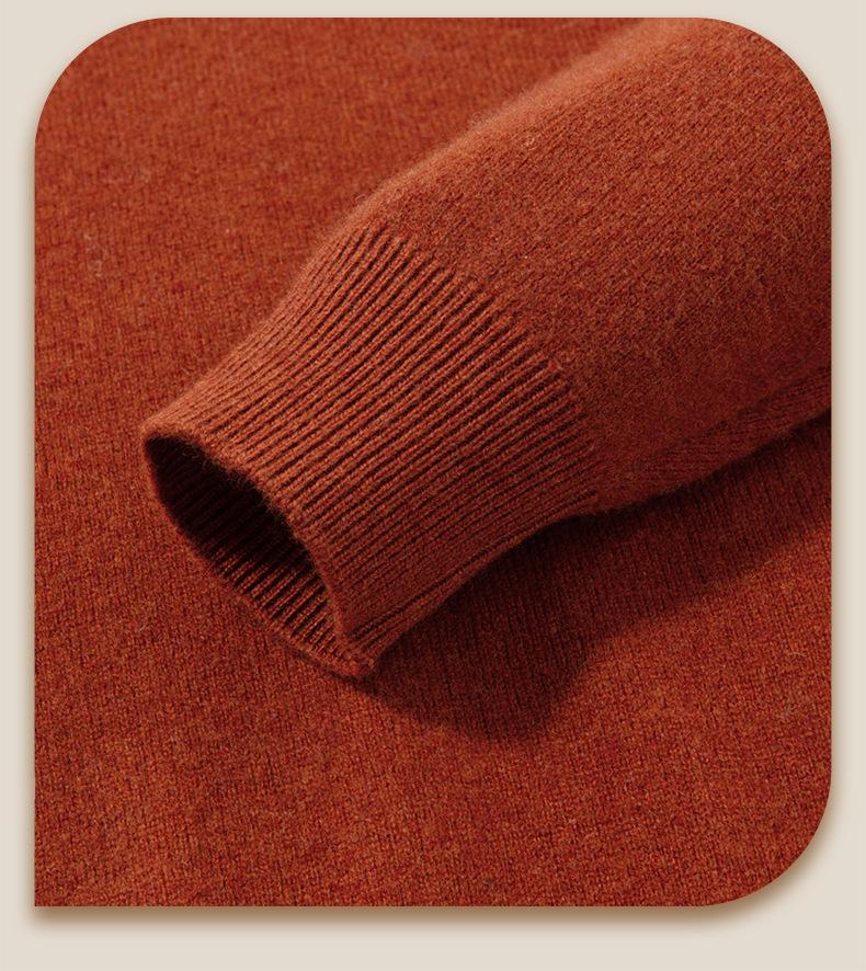 Men's Cashmere-Blend Thick Knit Sweater - Round Neck, Relaxed Fit, Faux Two-Piece, Casual Style
