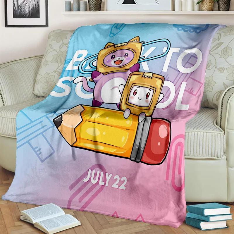 Happy Foxy Boxy i Rocky Lankybox koc, miękki koc do rzucania dla domu sypialnia kanapa z funkcją spania piknik podróż biuro okładka koc dla dzieci