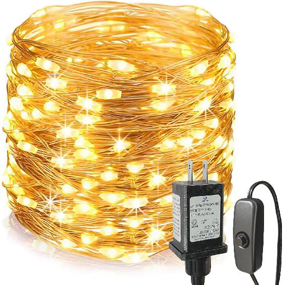 Fairy Lights Plug in,99ft 300 LEDs Christmas Lights Indoor Outdoor Warm White Copper Wire,Long Led Fairy String Lights for Bedroom Party Wedding