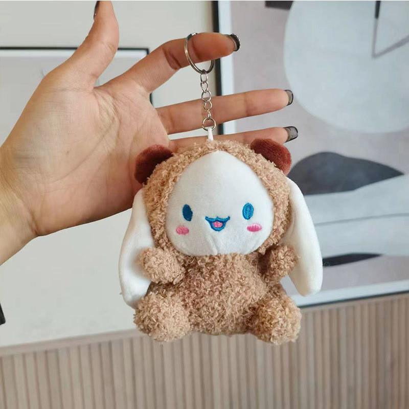Adorable Plush Keychain Toy Cute Cinnamon Dog Animal For Backpack Couple Gift