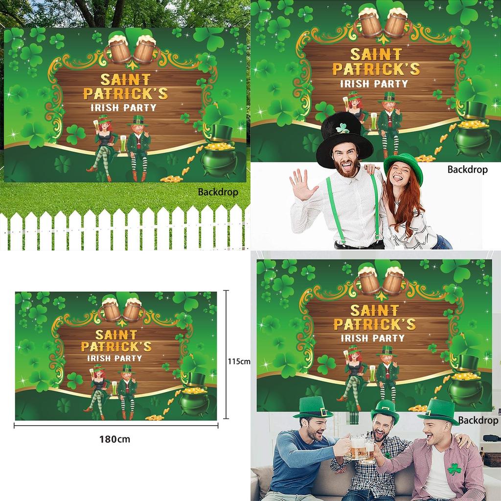 St.patrick's Day Backdrop Banner Decor 180*115cm/70*45in Photo Background Irish Festival