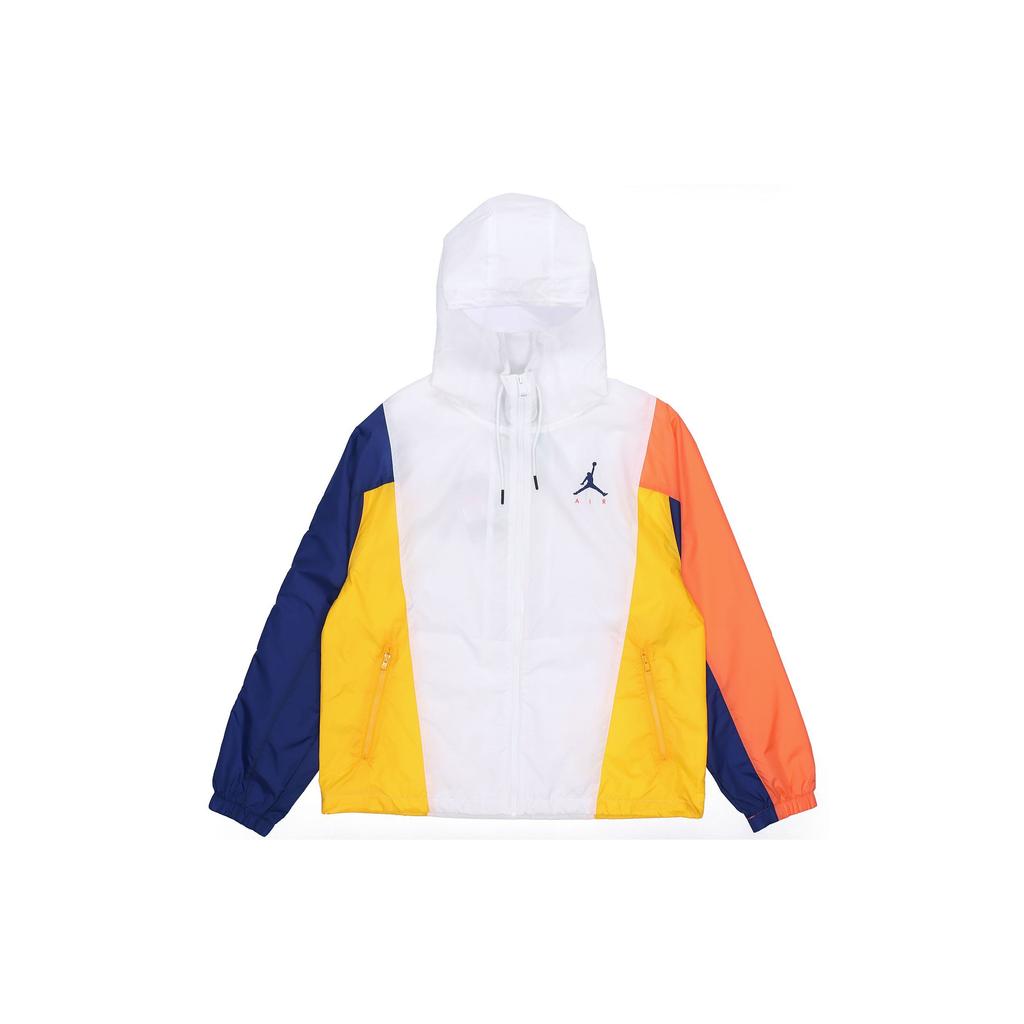 Air Jordan Jumpman Contrast Panel Printed Logo Hooded Woven Jacket Men Jacket White CV2241-100