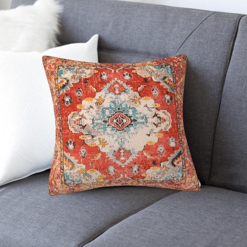 Set Of 2 Bohemian  Pattern Throw Pillow Case 18x18inch Soft Pillowcover for Indoor and Outdoor Use