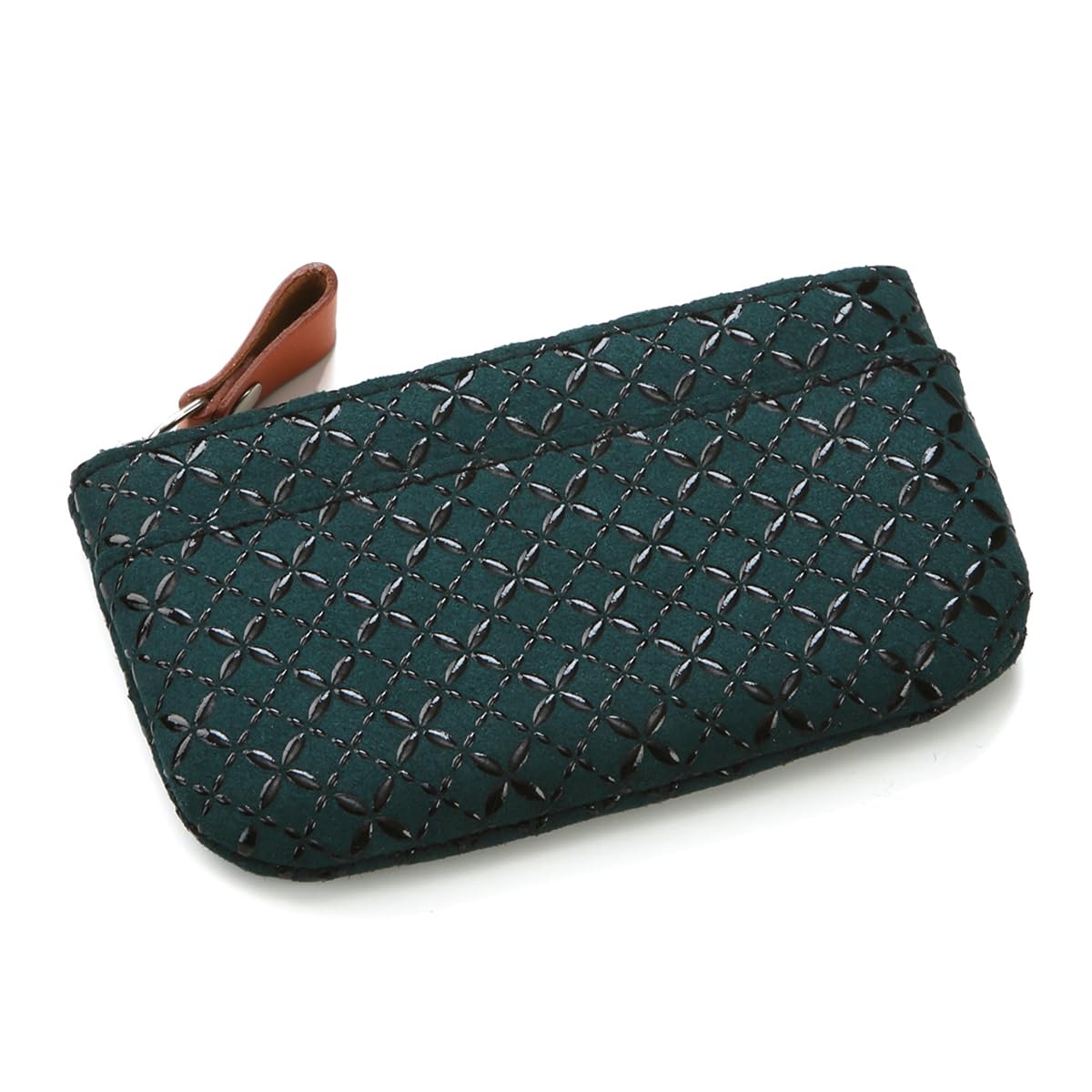 

Inden HISOCA Hisoka Traditional craft Koshu Inden Deerskin Lacquer Original Brand Coin purse Green background Black lacquer Shippo connection