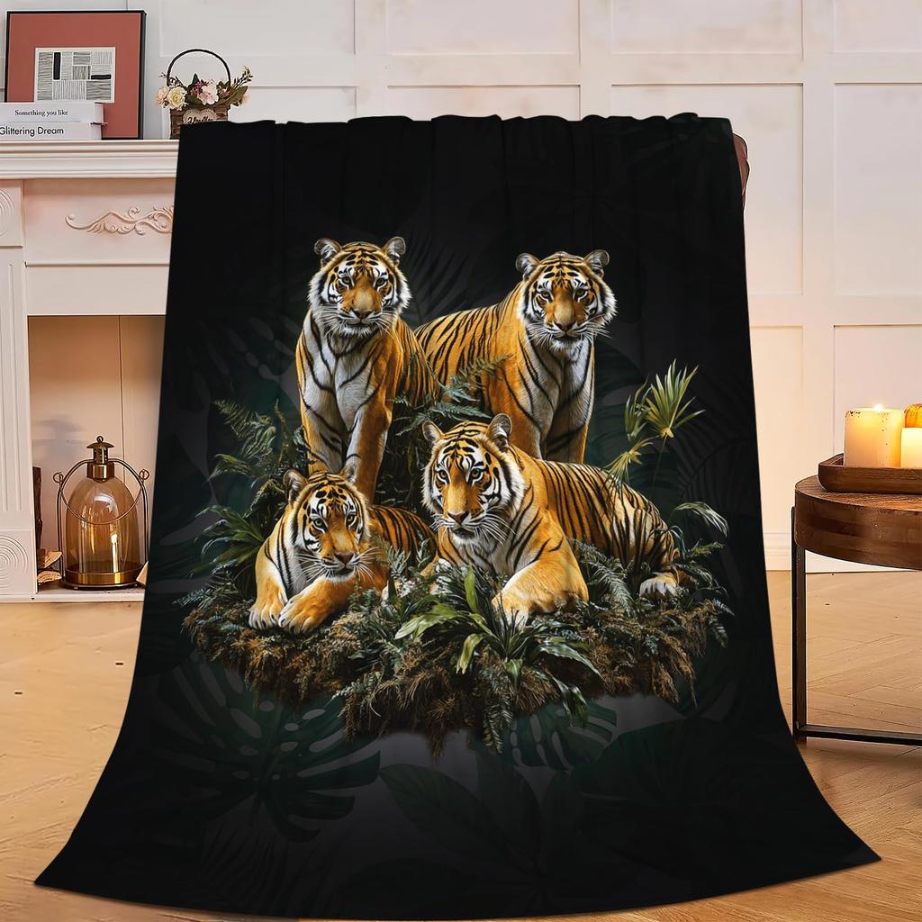 Tiger Blanket Wild Animal Flannel Throw Blanket Soft Comfy Lightweight Cozy Plush Fuzzy Warm Blanket for Home Couch Bed Sofa