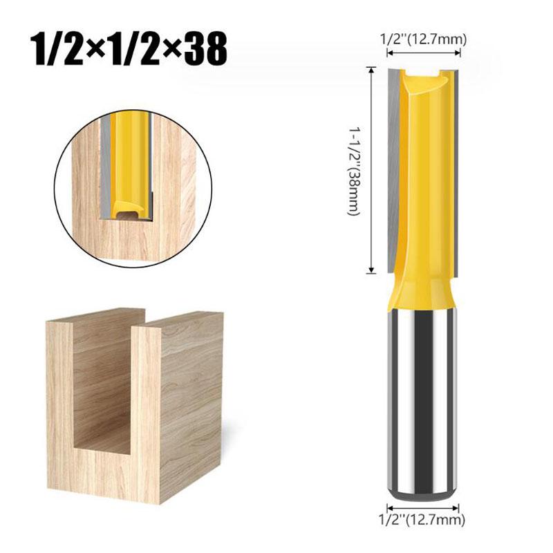 12mm 1/2palcový stopkový frézovací bit Dvojzubé dlouhé rovné bity Drážkovací bity Ořezávací fréza Dřevoobráběcí frézovací nástroje