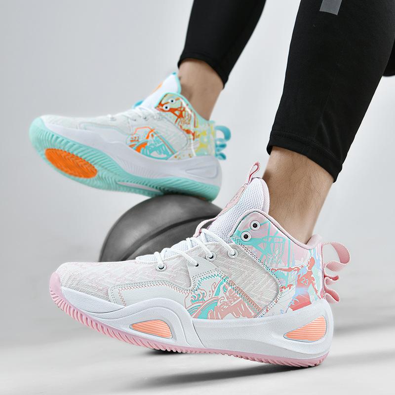 

Spring mesh mandarin duck basketball shoes men s and women s breathable high-top sports shoes student training shoes junior high school students shoes 35