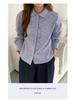 Korean Retro Plaid Women's Loose Long Sleeve Pleated Lace Shirt