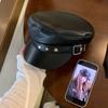 British Style Pu Leather Beret Korean Style Painter Hat Casual Octagonal Hat  Outdoor
