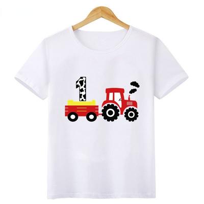Jungen T-shirt 1-9 Jahre Geburtstag Nummer Gedruckt Traktor Auto Ziehen Cartoon Kinder T Shirt Baby Mädchen Kleidung