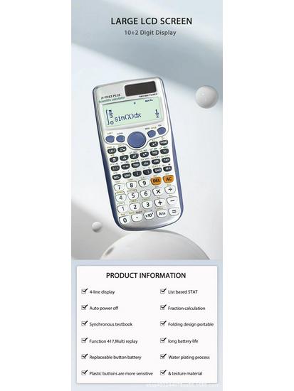 FX991ES Plus Scientific Calculator with Neutral Logo for High School and College Students