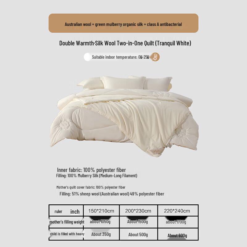 

Mercury Home Textiles Silk & Wool All-Season 2-in-1 Comforter